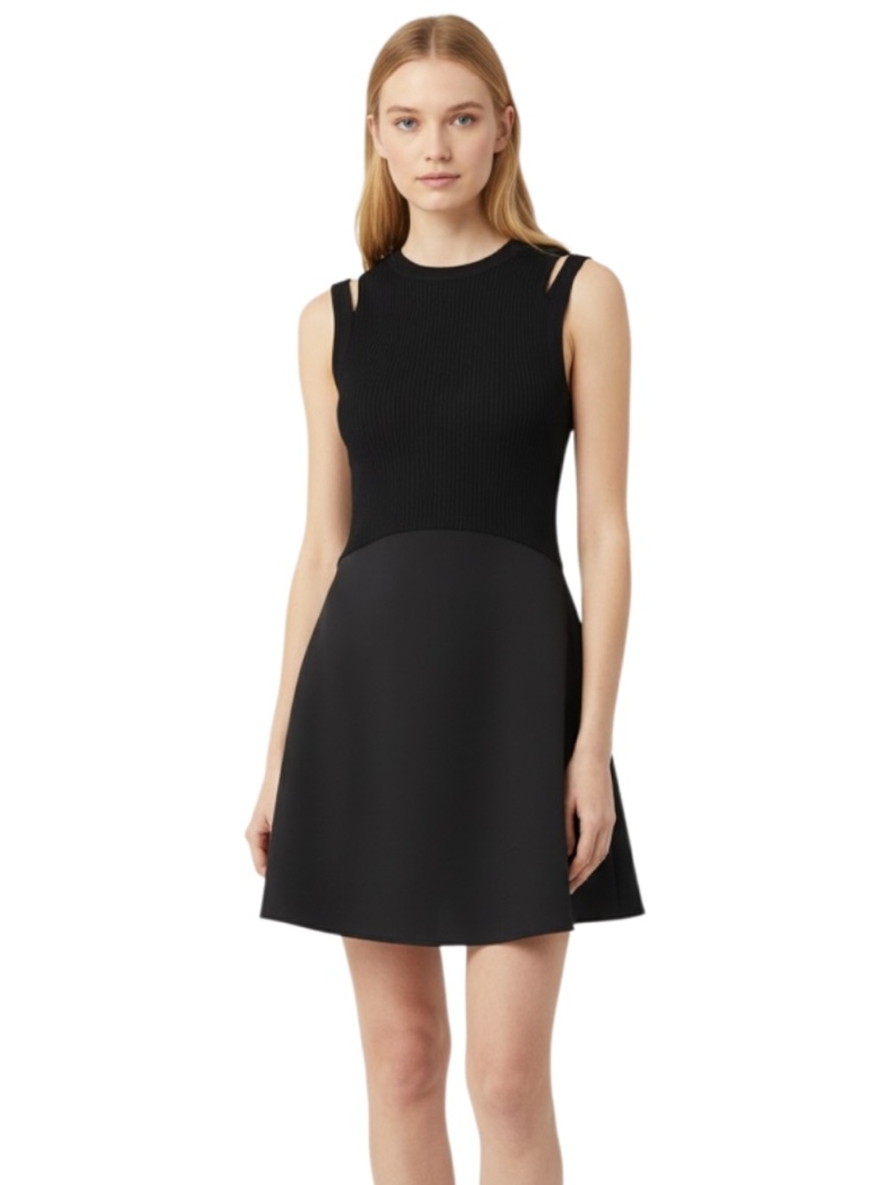 AllSaints Fit & Flare Sandy Mini Dress size Small in Black Two Tone Sleeveless